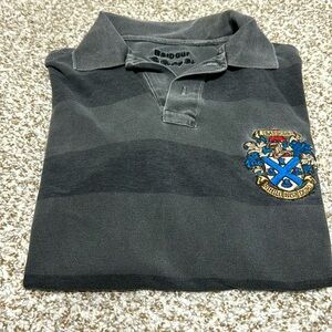 Men’s Black Striped Barbour Polo Size Large
